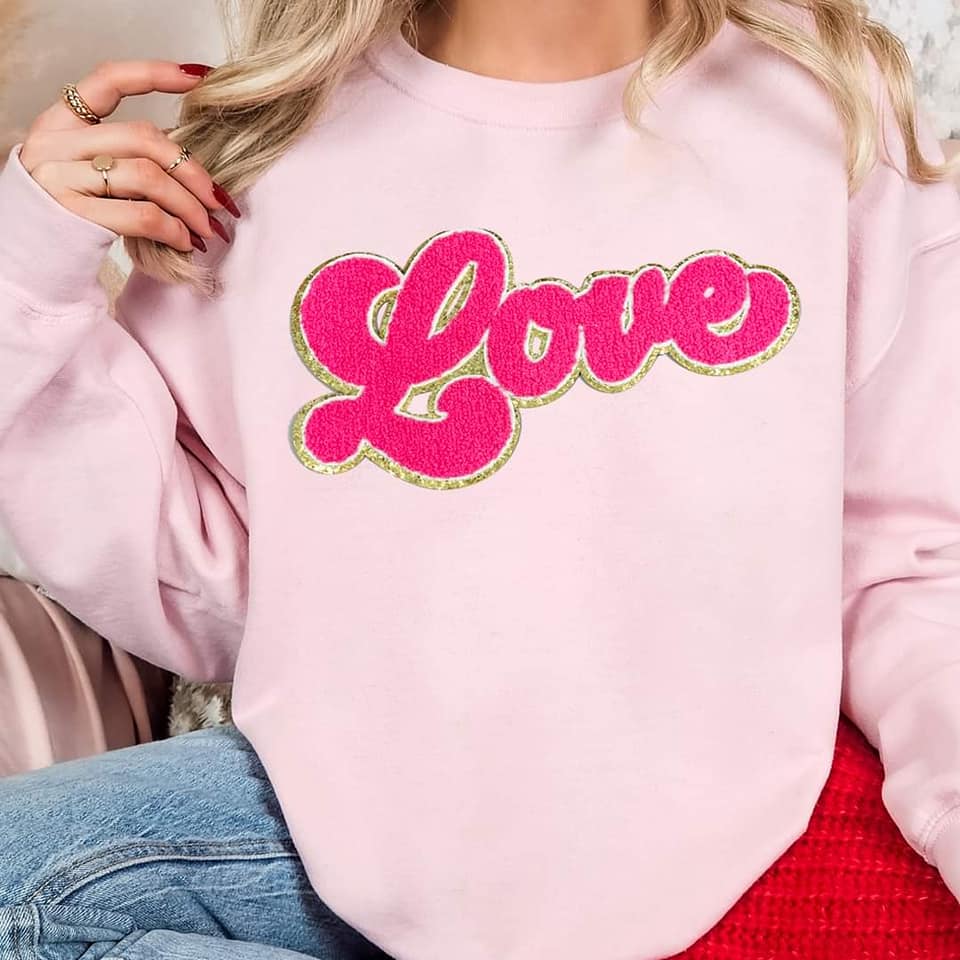 Women's Love Chenille Patch Sweatshirt Valentine