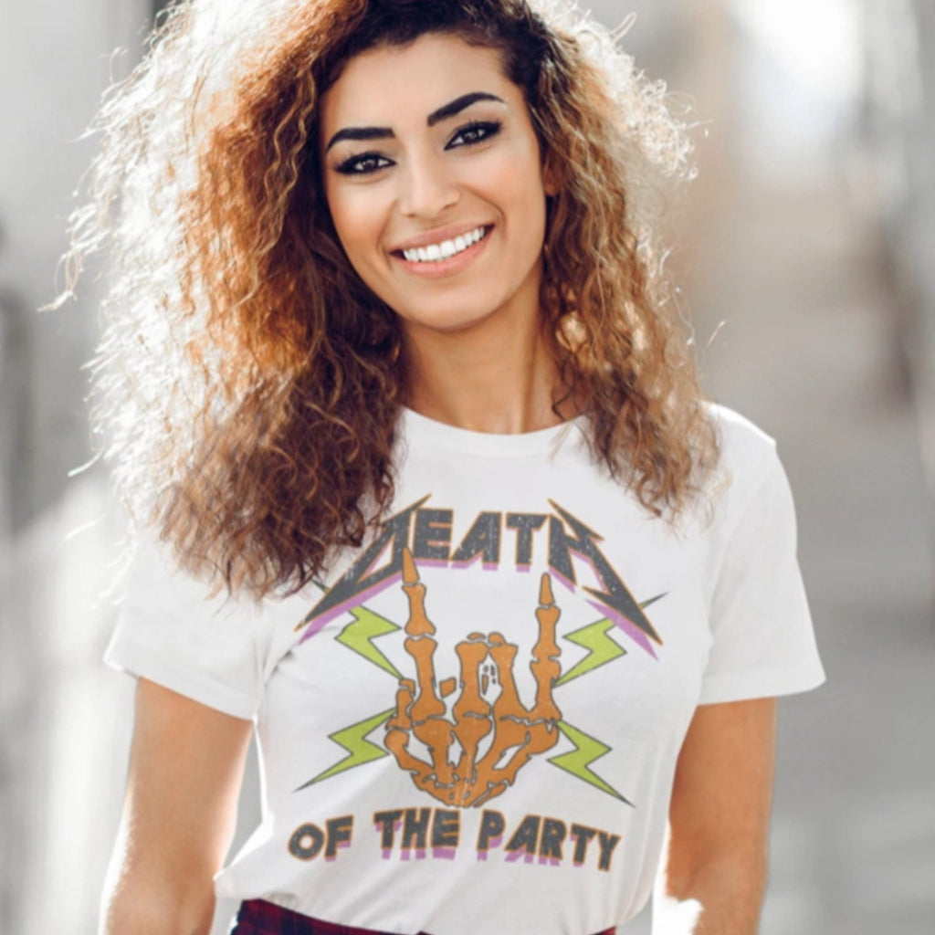 Women's Retro Death of the Party Skeleton Halloween T-Shirt