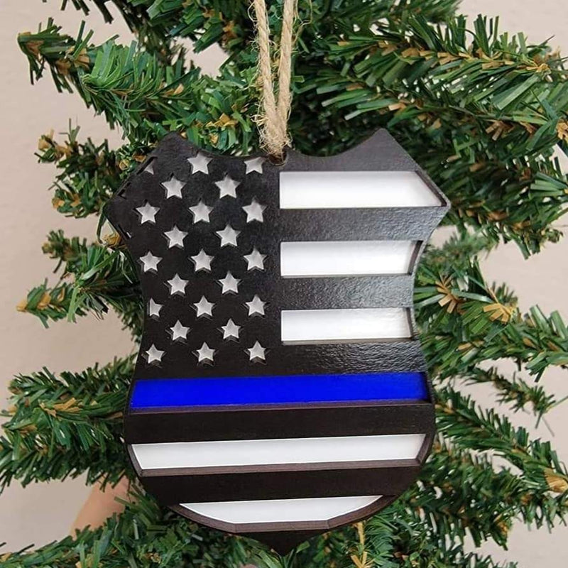 Wooden Police Badge Ornament