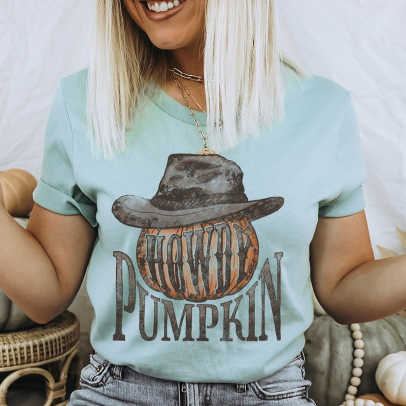 Women's Retro Howdy Pumpkin  Fall T-Shirt