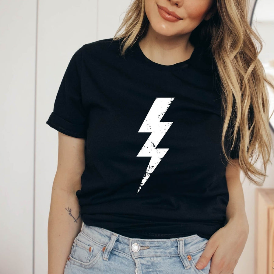 Women's Lightning Bolt white T-Shirt - Girls Printed Design Ts – Dream Team Designs LLC