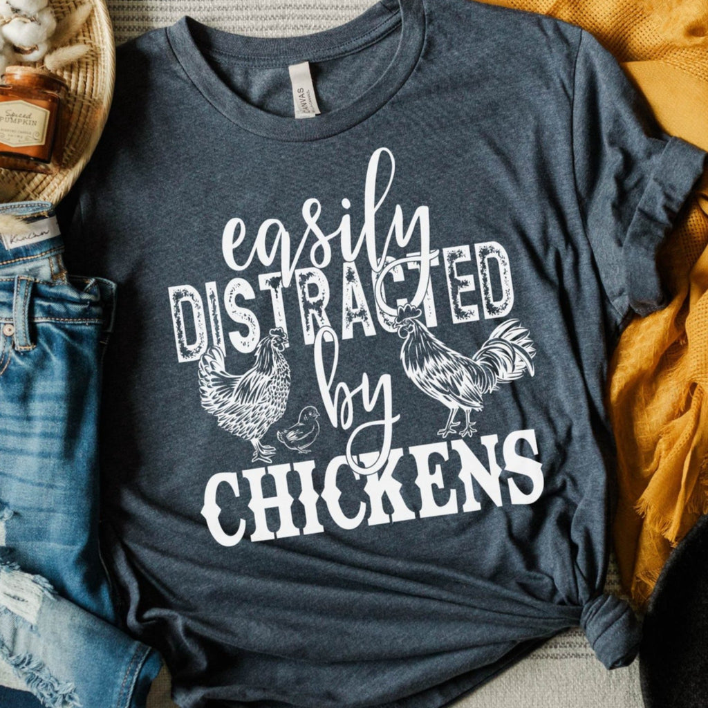 Women's Chickens Distrated T-Shirt - Best Printed Design Tshirt Tees for Ladies Girls Friends & Family