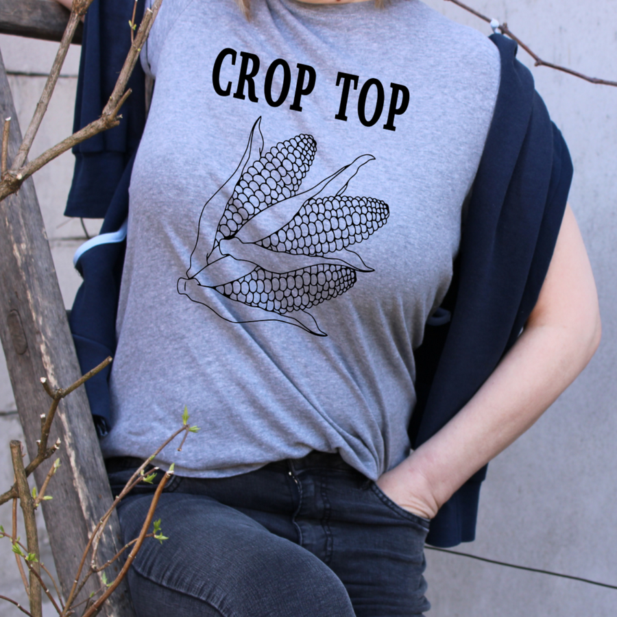 Grey t sales shirt crop top