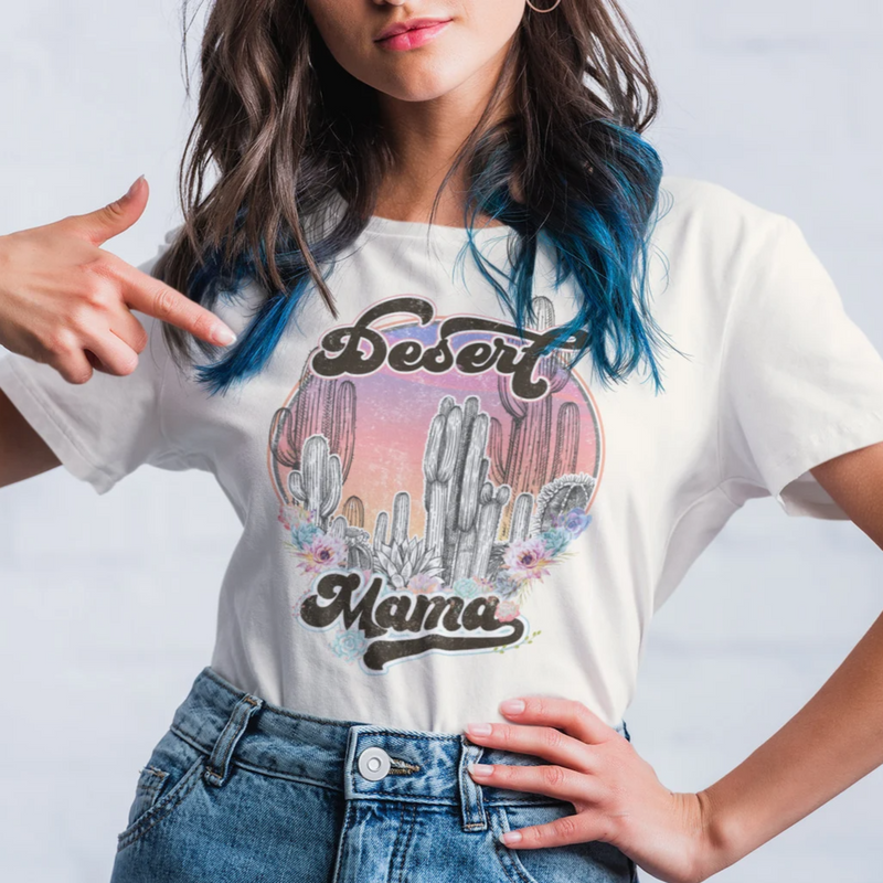 Women's Retro Desert Mama T-Shirt | Girl's Best Printed Design T-Shirt | Best Ideal Gift for Tees Your Friends & Family