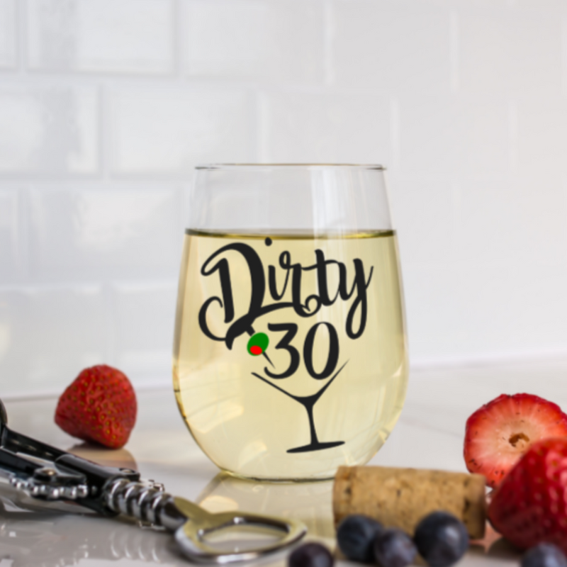 Dirty Thirty Wine Glass