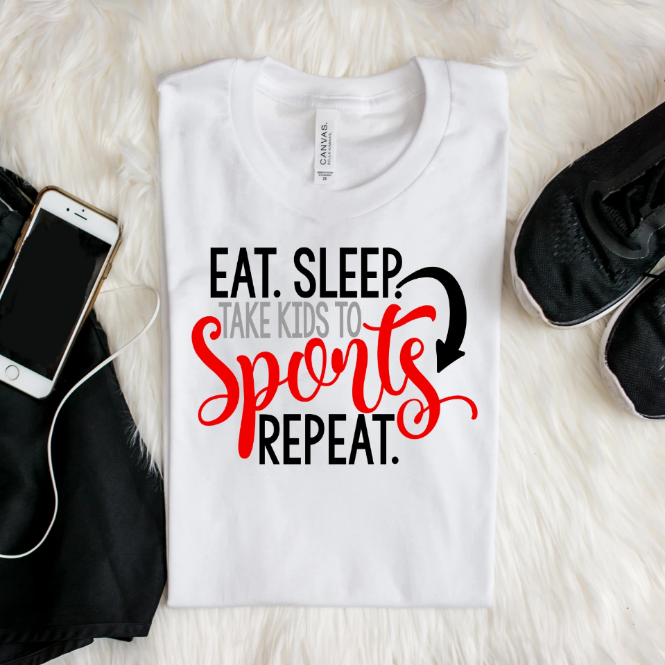 Eat, Sleep, Sports Repeat Ladies Tshirt