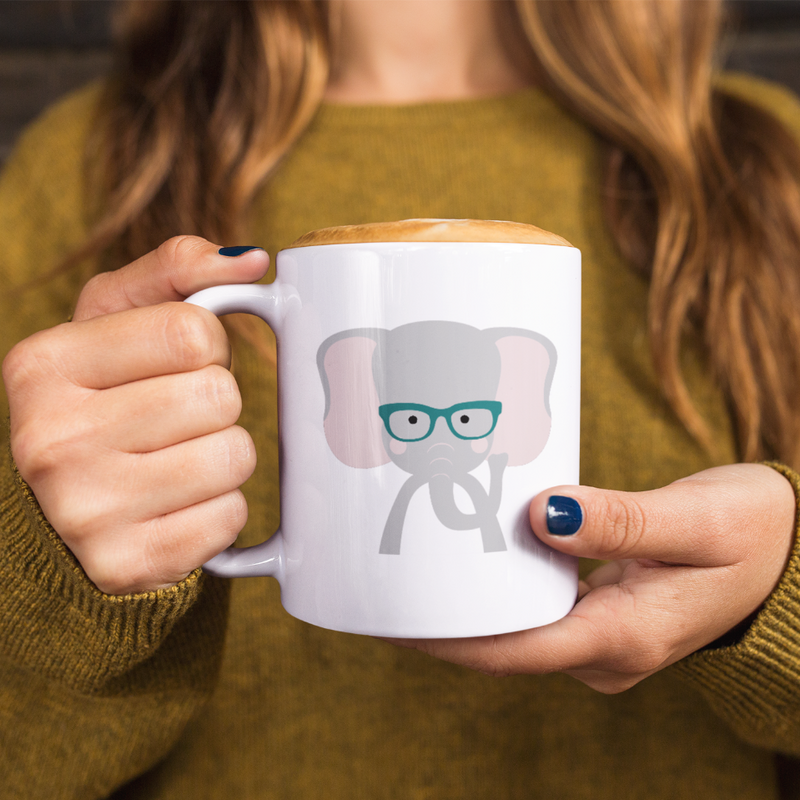 Hipster Elephant with Glasses Mug