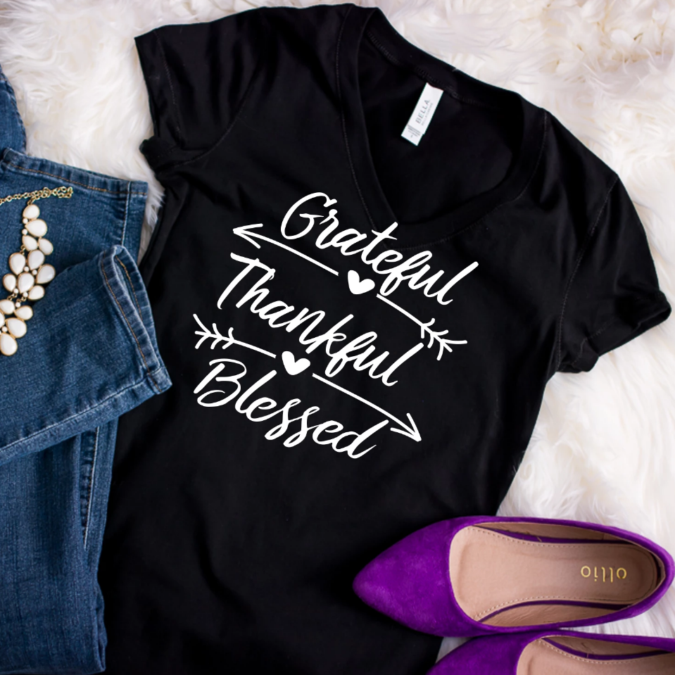 grateful thankful blessed ladies tshirt