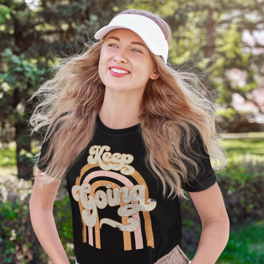 Women's Retro Keep Going T-Shirt | Girl's Best Printed Design T-Shirt | Best Ideal Gift for Tees Your Friends & Family