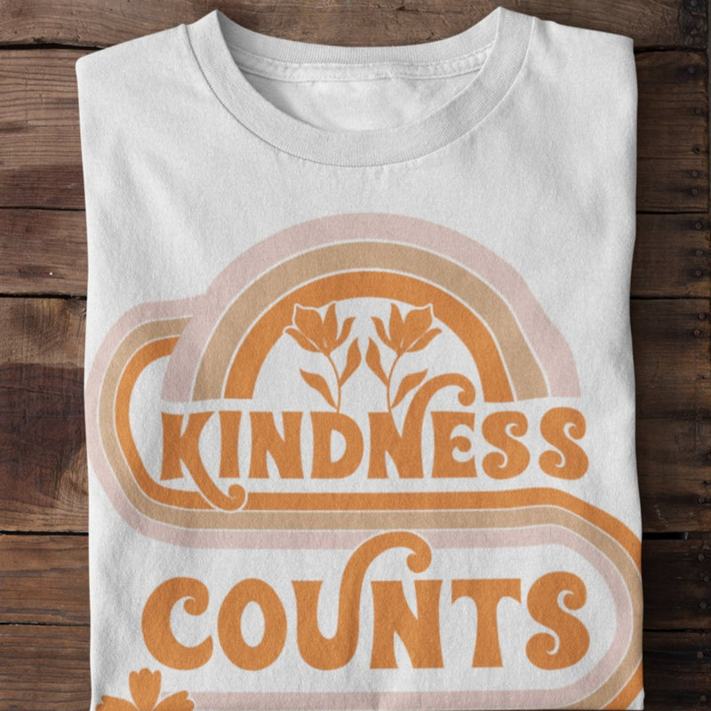 Women's Retro Kindness Counts T-Shirt - Best Printed Design Tshirt Tees for Ladies Girls Friends & Family