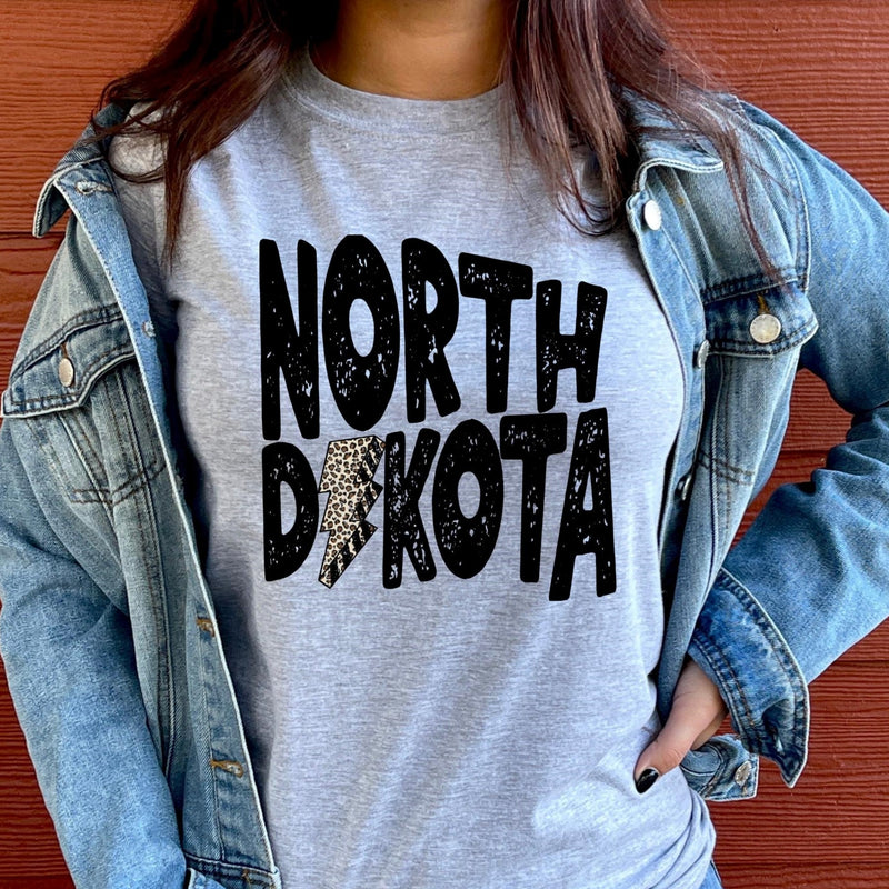 Women's North Dakota Bolt State T-Shirt | Girl's Best Printed Design T-Shirt | Best Ideal Gift for Tees Your Friends & Family