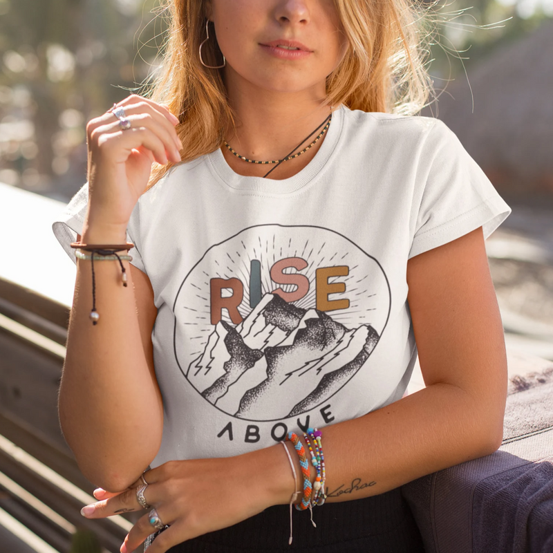 Women's Retro Rise Above T-Shirt | Girl's Best Printed Design T-Shirt | Best Ideal Gift for Tees Your Friends & Family