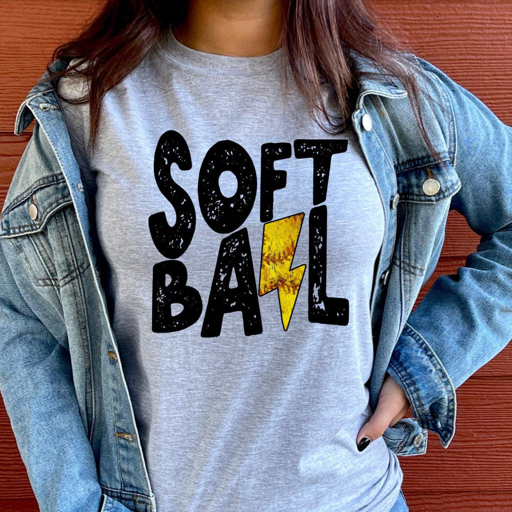 Women's Softball Bolt T-Shirt | Girls Best Printed Design T-Shirt | Best Ideal Gift for Tees Your Friends & Family