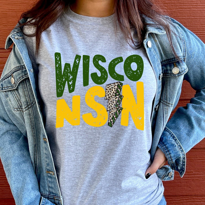 Women's Wisconsin Bolt State T-Shirt | Girl's Best Printed Design T-Shirt | Best Ideal Gift for Tees Your Friends & Family