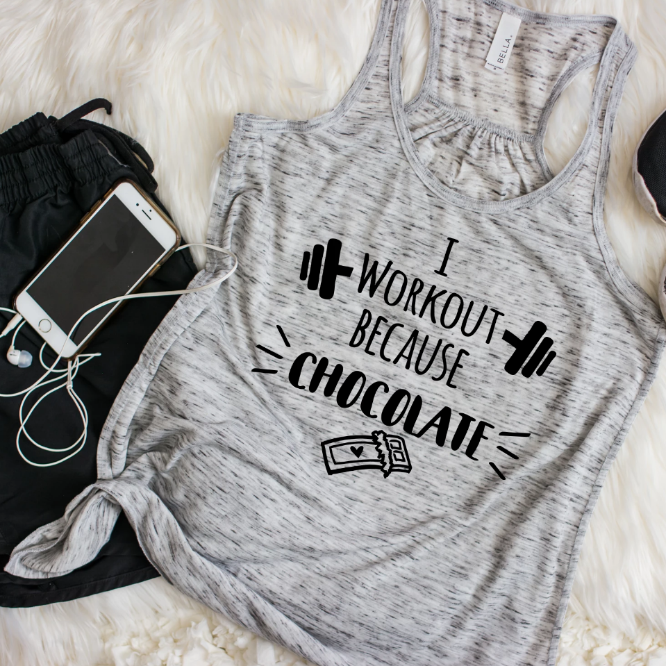 Workout Because Chocolate Ladies Tank Top