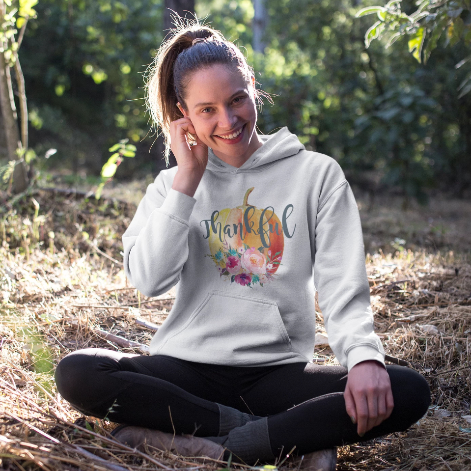 Thankful Floral Pumpkin Hoodie